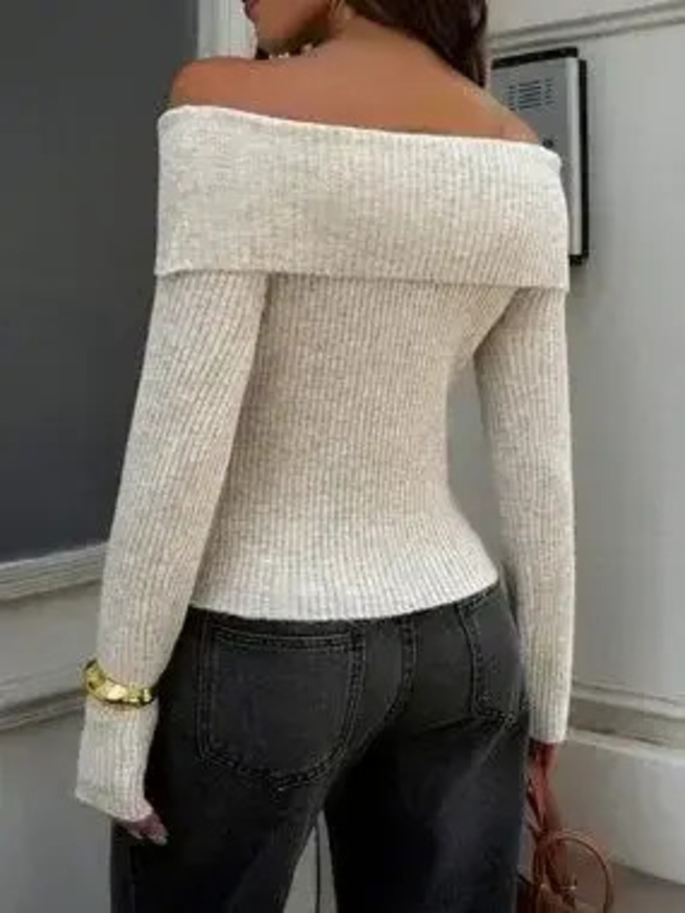 One Shoulder Ribbed Knit Top - Picture 5 of 6